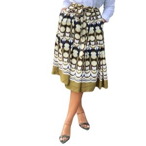 H&M Women’s Geometric Printed Pleated Midi Skirt Size 8